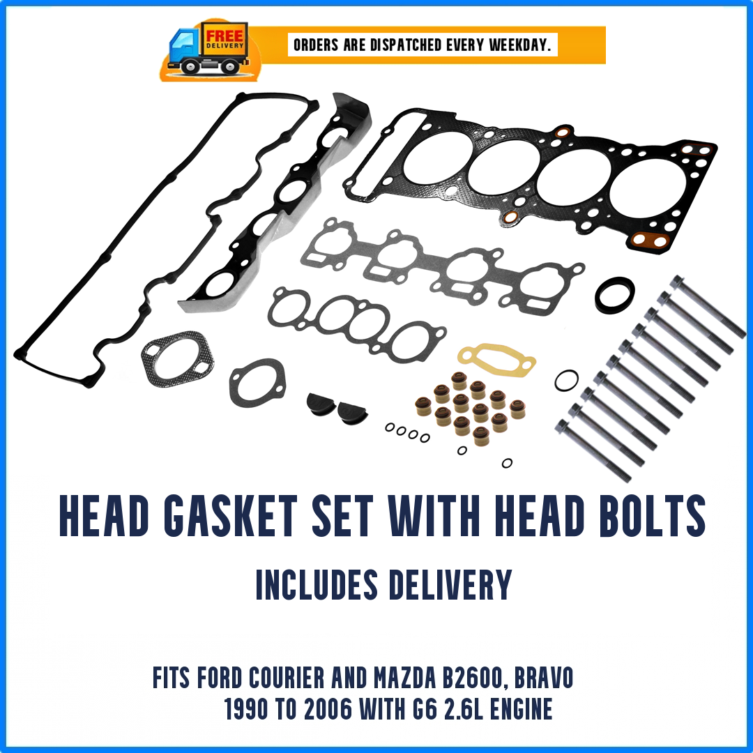 Ford Courier G6 Gasket Set with Bolts - New Cylinder Heads